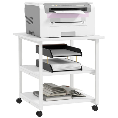 Rootz Printer Rack Trolley - Printer Stand - Storage Shelf - Space Optimizing - 50b x 50t x 52.5H cm