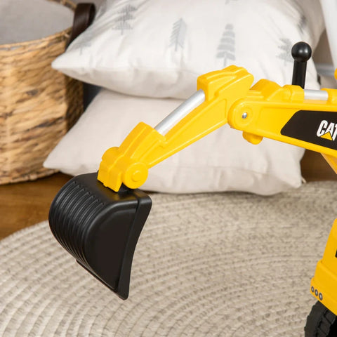 Rootz Children's Excavator - Ride-on - Operable Shovel - Anti-tip - Non-slip Wheels - Yellow + Black - 85 x 27.5 x 47.5 cm