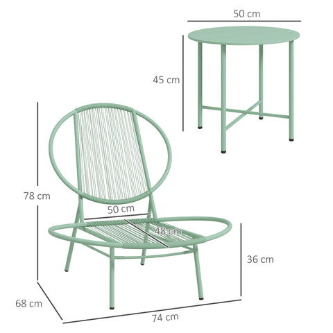 Rootz 3-Part Bistro Set - Garden Furniture Set - Poly Rattan Chairs - Weatherproof - Stainless Steel - 74cm x 68cm x 78cm