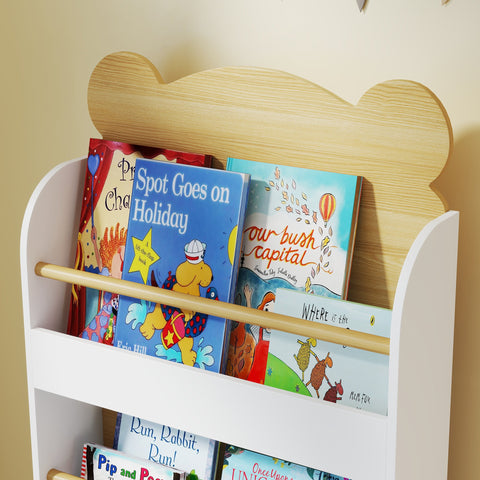 Rootz Children's Bookshelf - Kids Storage Shelf - Wooden Bookcase - Anti-Tilt Safety - 55x15x110cm White
