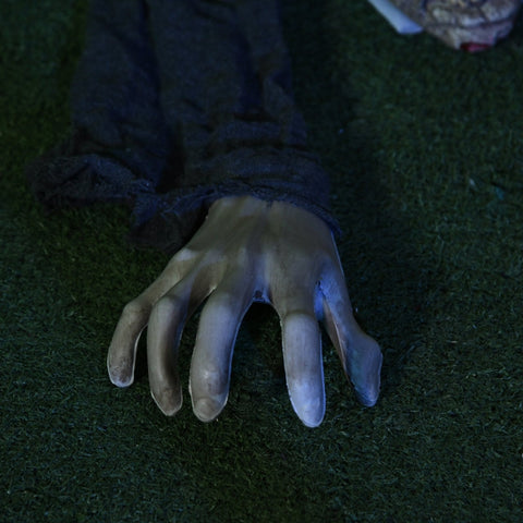 Rootz Halloween Decoration Zombie - LED Eyes - Howling Sounds - Realistic Crawling Motion - Touch & Sound Activation - 45cm x 20cm x 140cm - Polyester, PE, Steel