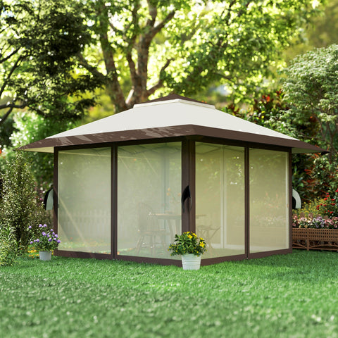 Rootz 4x4m Garden Pavilion - Garden Tent - Party Tent - UPF50+ UV Protection - 400cm x 400cm x 281cm