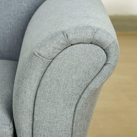 Rootz Children's Sofa - Chaise Longue - Hidden Storage Compartment - Eucalyptus Wood Frame - Imitation Linen - Gray - 80 x 40 x 49cm