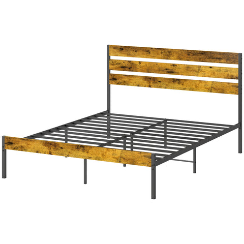 Rootz Double Bed Frame - Steel Bed Base - Industrial Bed Frame - 330kg Capacity - 161x210x105.5cm
