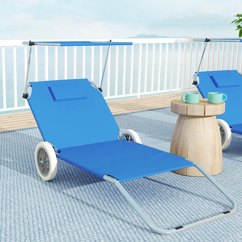 Rootz Foldable Sun Lounger - Beach Lounger - Garden Lounger - Adjustable Backrest - 62cm x 148cm x 85cm