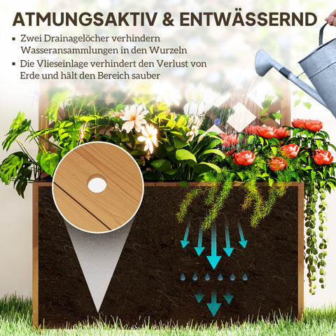 Rootz Hochbet Garden Trellis - Raised Bed - Plant Box - Weatherproof Wood - 64cm x 33cm x 122cm