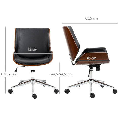 Rootz Vinsetto Desk Chair - Office Chair - Swivel Chair - Comfort & Style - Height Adjustable - Faux Leather - 53cm x 60cm x 86-96cm