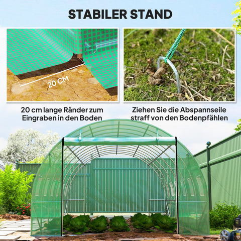 Rootz Poly Tunnel Greenhouse - Walk-in Tent - Growing House - Expand Cultivation Season - 600cm x 300cm x 197cm
