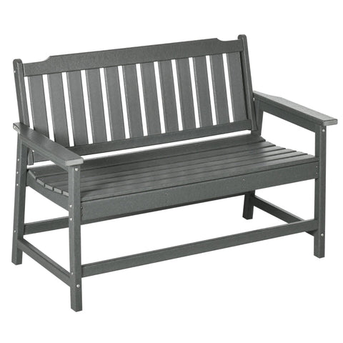 Rootz Country Style Weatherproof Garden Bench - Outdoor Seating - Rustic Park Bench - Durable Plastic - 124cm x 60cm x 87cm - Dark Gray