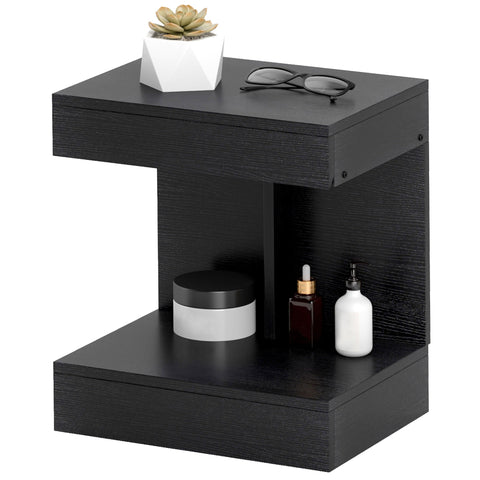 Rootz Bedside Table - Side Table - Sofa Table - Hidden Drawer & Storage - 40L x 30W x 46H cm