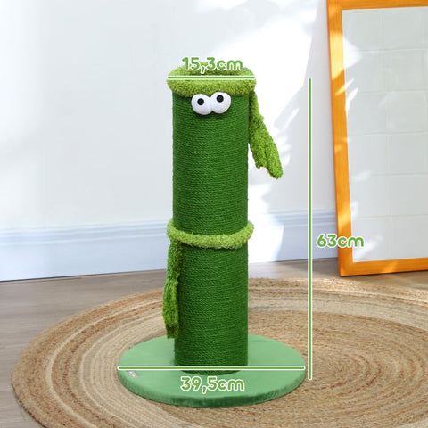 Rootz Cat Scratching Post - Kitty Scratcher - Feline Tree - Sisal Rope - Interactive Toy - 39.5cm x 63cm - Green - Chipboard & Polyester