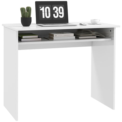 Rootz Compact Computer Desk - Workspace Table - Study Desk - 1 Shelf Storage - Chipboard - 90L x 50B x 74H cm