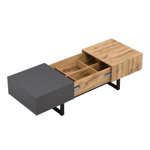 Rootz Modern Coffee Table - Living Room Table - Office Desk - Hidden Storage Compartments - 155L x 55W x 22H cm