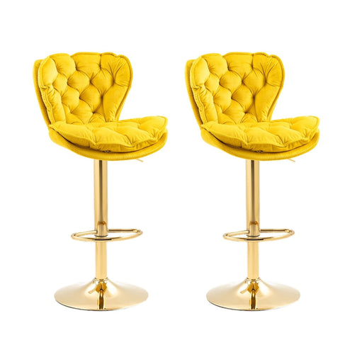Rootz Swivel Bar Stools - Height Adjustable Chairs - Rotatable Stools - Luxurious Velvet - 55cm x 46cm x 92-112cm