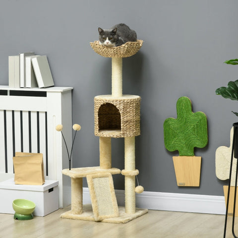Rootz Cat Tree Tower - Scratching Post - Climbing Frame - Cat Condo - Sisal Rope Posts - 45cm x 40cm x 116cm