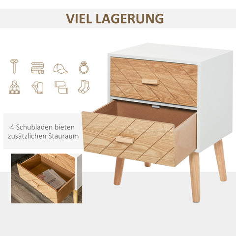 Rootz Bedside Night Table - Nightstand - Corridor Dresser - Modern Retro Design - 40 x 30 x 55.5 cm