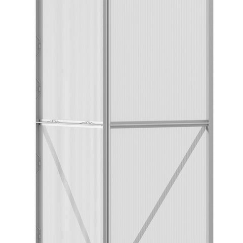 Rootz Lean-to Greenhouse - Sliding Door - Roof Window - Polycarbonate + Aluminum - Silver - 192 x 68 x 196 cm