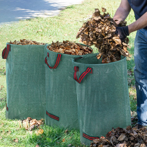 Rootz 3x120l Garden Sack Set - Waterproof Leaf Bags - UV Resistant Waste Bags - Durable & Foldable - Ø45 x 76h cm