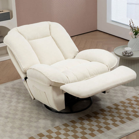 Rootz Recliner Chair - TV Chair - 360° Swivel - Rocking Function - Chenille Fabric - Pocket Spring Padding - 104cm x 100cm x 102cm