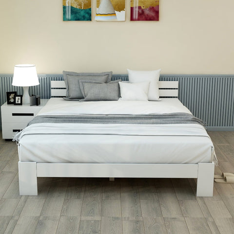 Rootz Double Bed Frame - Elegant Bed - Minimalist Design - Solid Pine Wood - 210cm x 144cm x 67.5cm