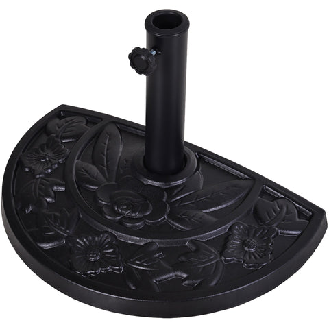 Rootz Half-Round Parasol Stand - Umbrella Base - Synthetic Resin - Stability & Safety - 50L x 31B x 32H cm - Black