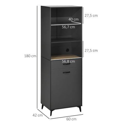 Rootz Buffet - Kitchen Storage Cabinet - High Industrial Design - Modern Elegance - 60L x 42B x 180H cm - Grey and Brown