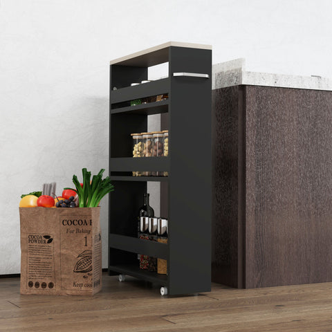 Rootz Car - 3 Level Storage Shelf - Rolling Cart - Easy Mobility - 48cm x 15cm x 80cm