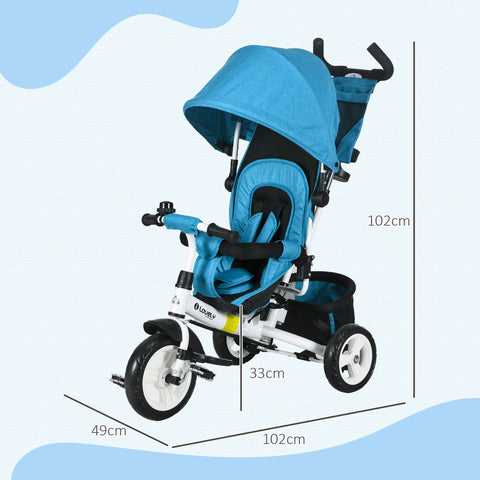 Rootz Children's Dreiwad - Toddler Tricycle - Kids' Bike - Promotes Learning - Metal Frame - Blue - 102 x 49 x 102 cm