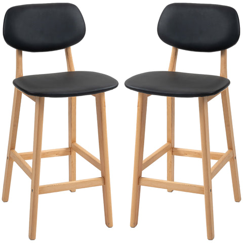 Rootz Set of 2 Bar Stools - High Chairs - Seating Stools - Comfortable Footrest - 42W x 47D x 92H cm