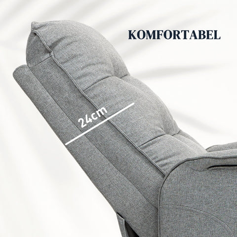 Rootz Recliner Armchair - Electrical Relaxation Chair - Grey Standing Aid - Remote Control - Luxurious Comfort - 68cm x 88cm x 104cm