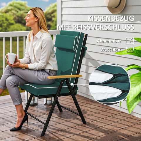 Rootz Seat Cushion - Chair Cushion - Water-Repellent Cushion - UPF50+ Protection - 120cm x 47cm x 9.5cm - Green