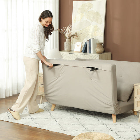 Rootz Sofa Bed - Relax Sofa - Convertible Couch - Velvet Finish - Comfortable Seating - 130 x 78 x 79 cm - Brown