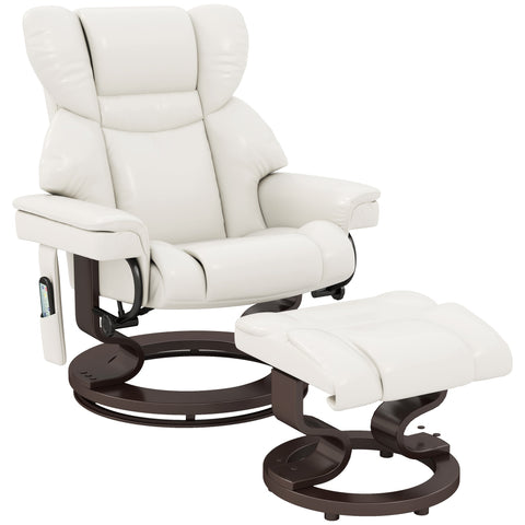 Rootz Relaxation Chair with Footstool - Recliner - Massage Chair - Faux Leather - 79 x 82 x 101 cm - Comfortable Reclining & 360° Rotation
