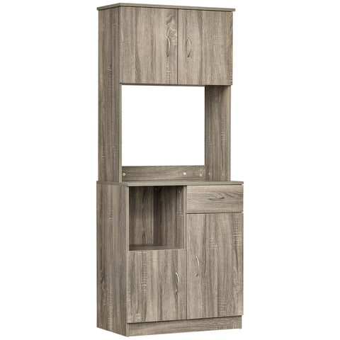 Rootz Kitchen Cabinet - Cupboard - Storage Unit - Extra Sophistication - 71cm x 41cm x 178cm - E1 Chipboard - Grey Brown