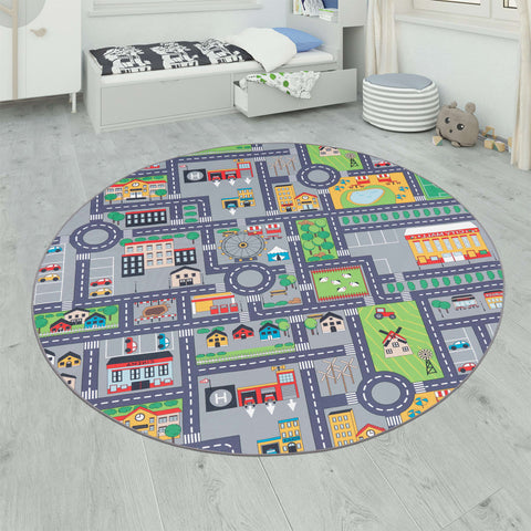 Children’s Play Rug – City Streets Design – Soft & Durable – Easy to Clean