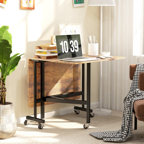 Rootz Folding Dining Table - Collapsible - Space-saving - Accommodates 6 People - 120cm x 80cm x 73cm - Perfect for Small Spaces - Wheels & Brakes