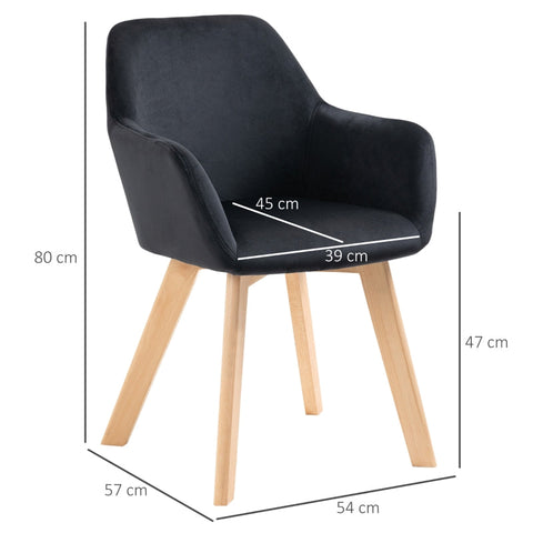 Rootz Dining Chair Set - Upholstered Chair - Velvet Fabric - Rubberwood Legs - Elegant Design - 54cm x 57cm x 80cm