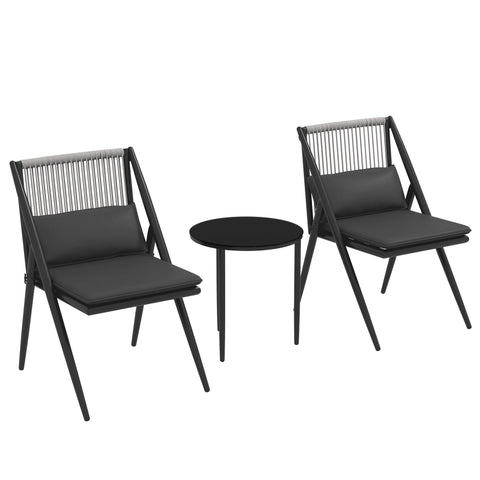 Rootz 3-Piece Garden Furniture Set - Outdoor Set - Patio Set - Comfort with Cushions - Aluminum Frame - Chairs: 52x60x82cm, Table: Ø45x48cm