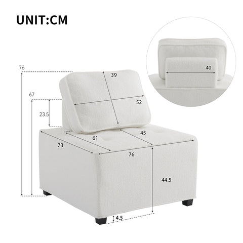 Rootz Modular Sofa - Modern Sectional Couch - Teddy Velvet - Maximum Comfort - 76cm x 73cm x 76cm - Holds 150kg