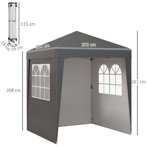 Rootz Pavilion Gazebo - Foldable Tent - Pop-Up Shelter - UV Protection - 202cm x 202cm x 261cm - Ideal for Outdoor Events
