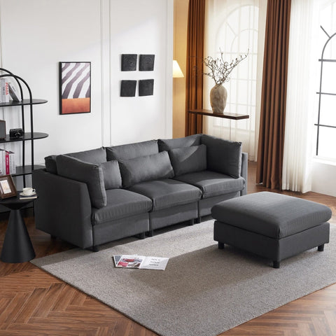 Rootz Modern 3 Seat Corner Sofa - Comfortable Couch - Ergonomic Sofa - Back Support - 220L x 157P x 81H cm