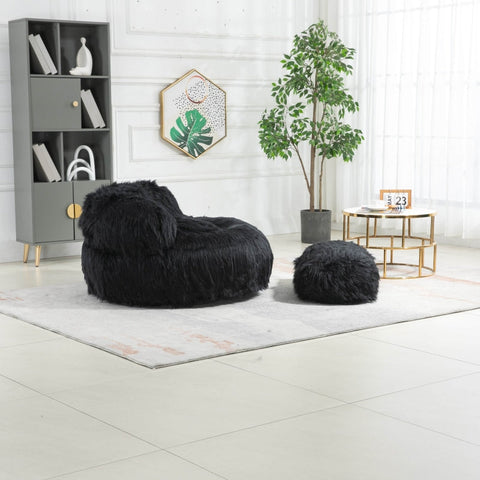 Rootz Bean Bag with Ottoman - Fluffy Seating - Cozy Chair - High Quality Foam - 108x103x58cm