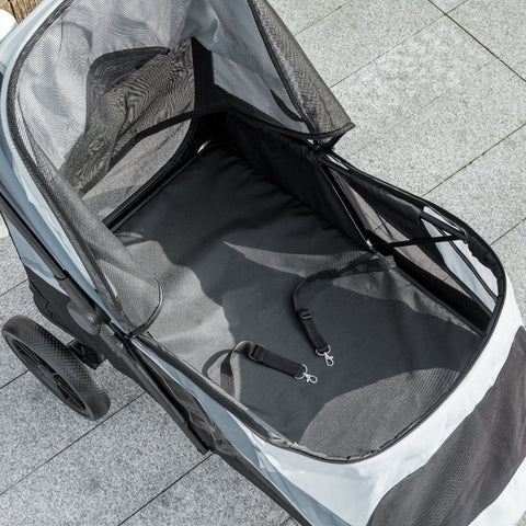 Rootz Dog Car Foldable Buggy - Pet Stroller - Dog Carrier - Shock-Absorbing - 124cm x 67cm x 100cm - For Large Dogs up to 30kg, Grey, Black