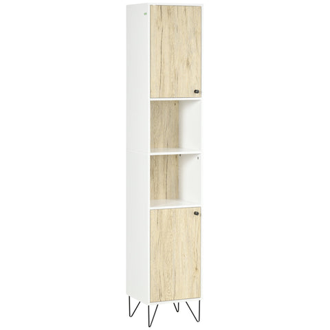 Rootz Bathroom Tall Cabinet - Storage Cabinet - Organizer - Anti-Tilt System - 30 x 31.5 x 169 cm