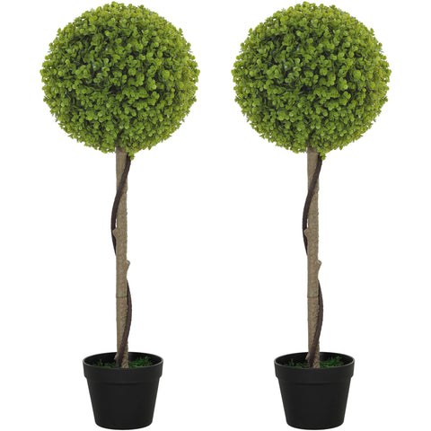 Rootz Artificial Eucalyptus Tree Set of 2 - Faux Plants - Decorative Trees - Easy Care - 90cm