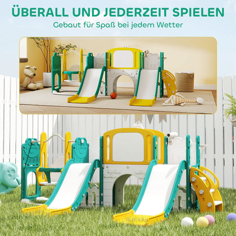 Rootz 9-in-1 Toddler Slide & Rock Set - Kids Activity Center - Play Gym - Promotes Creativity - 250cm x 150cm x 94cm - Yellow +Green