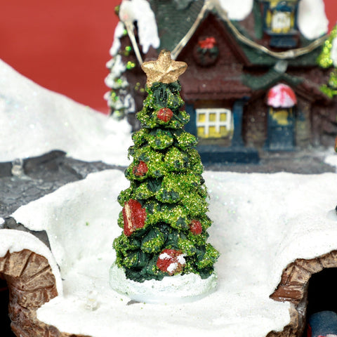Rootz Christmas Village Set - Holiday Decor - Festive Display - LEDs & Fiber Optics - 34cm x 21cm x 23cm