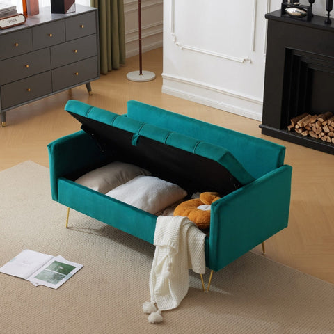 Rootz 2-Seater Velvet Sofa - Storage Couch - Lounge Sofa - Comfort & Elegant Design - 135cm x 71cm x 71cm