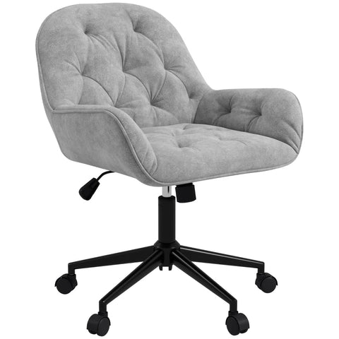 Rootz Office Chair - Desk Chair - Computer Chair - Height Adjustable - Velvety Polyester - Velvet Look - Gray - 60cm x 61cm x 91cm