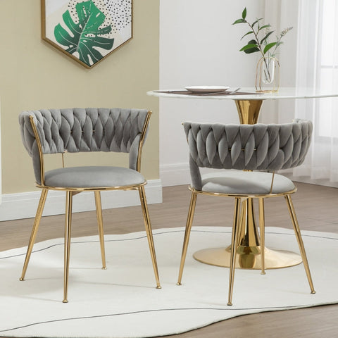 Rootz Velvet Dining Chairs Set - Elegant Velvet Seating - Padded Comfortable Chairs - Solid Structure - 57cm x 55cm x 70cm
